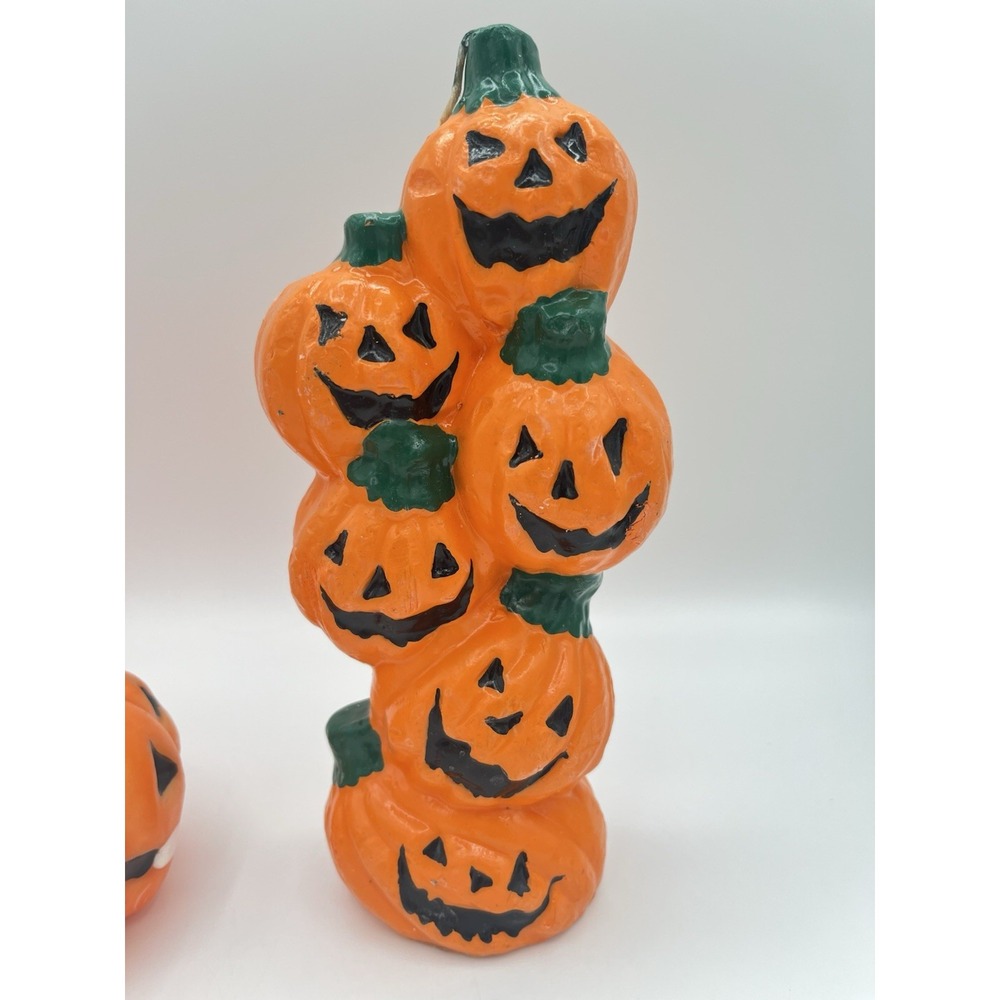 Vintage Halloween Jack O Lantern Pumpkin Candles Lot of 3 Holiday Decor - Picture 6 of 12